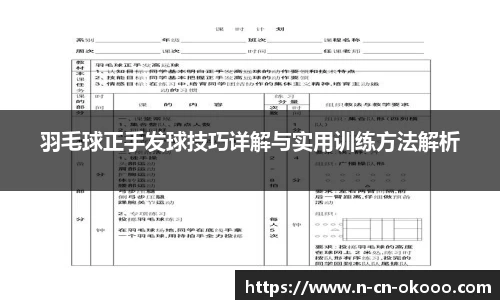 羽毛球正手发球技巧详解与实用训练方法解析